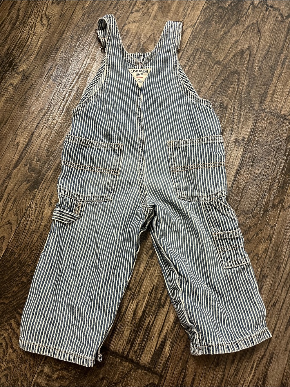 OshKosh B'gosh Navy and White Pinstripe Overalls - Picture 3 of 4